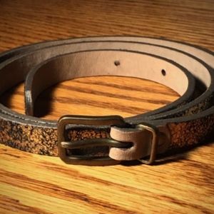 J Crew Black and Gold Metallic Skinny Belt